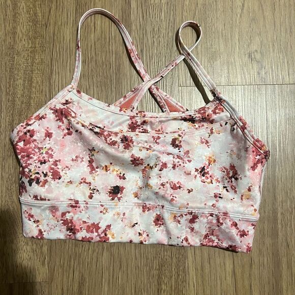 Gap Fit Multicolored watercolor-like pattern Crisscross back sports bra  size S - Picture 2 of 4